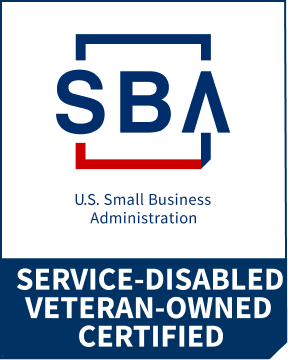 SBA logo with text indicating it is certified as a Service-Disabled Veteran-Owned business, relevant for small business recognition and support.